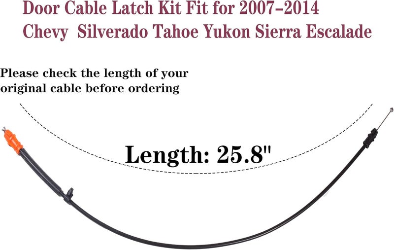 BEONEO 924-481 25.8" Door Latch Cable For Chevy Silverado Tahoe Yukon Sierra Escalade Door Handle Latch Release Cable 25.8 inch 2007 2008 2009 2010 2011 2012 2013 2014 07 08 09 10 22862028, 22862029,22862030 - Image 2